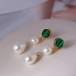 Tory Burch Pearl Malachite Shell Earrings